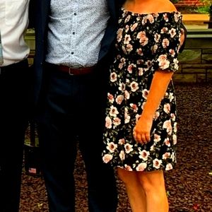 A black, floral dress by Francesca's!